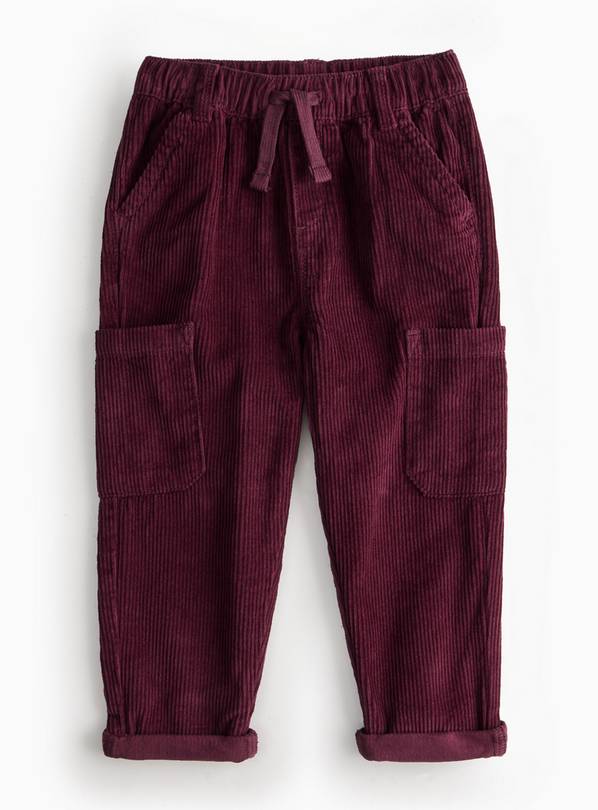 Dark Red Corduroy Cargo Trousers  1-2 years